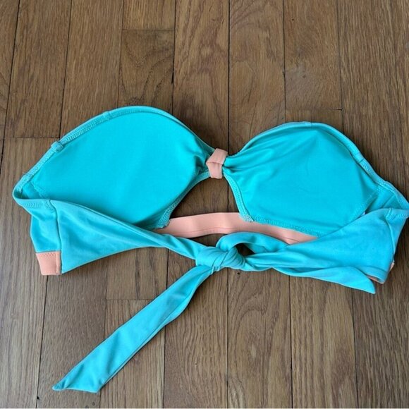 Victoria's Secret Turquoise Blue Peach Strapless Bikini Top Women’s Size Medium - Picture 2 of 4